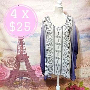 Cato Women's Patterned Top - Purple and White Sz 14/16W